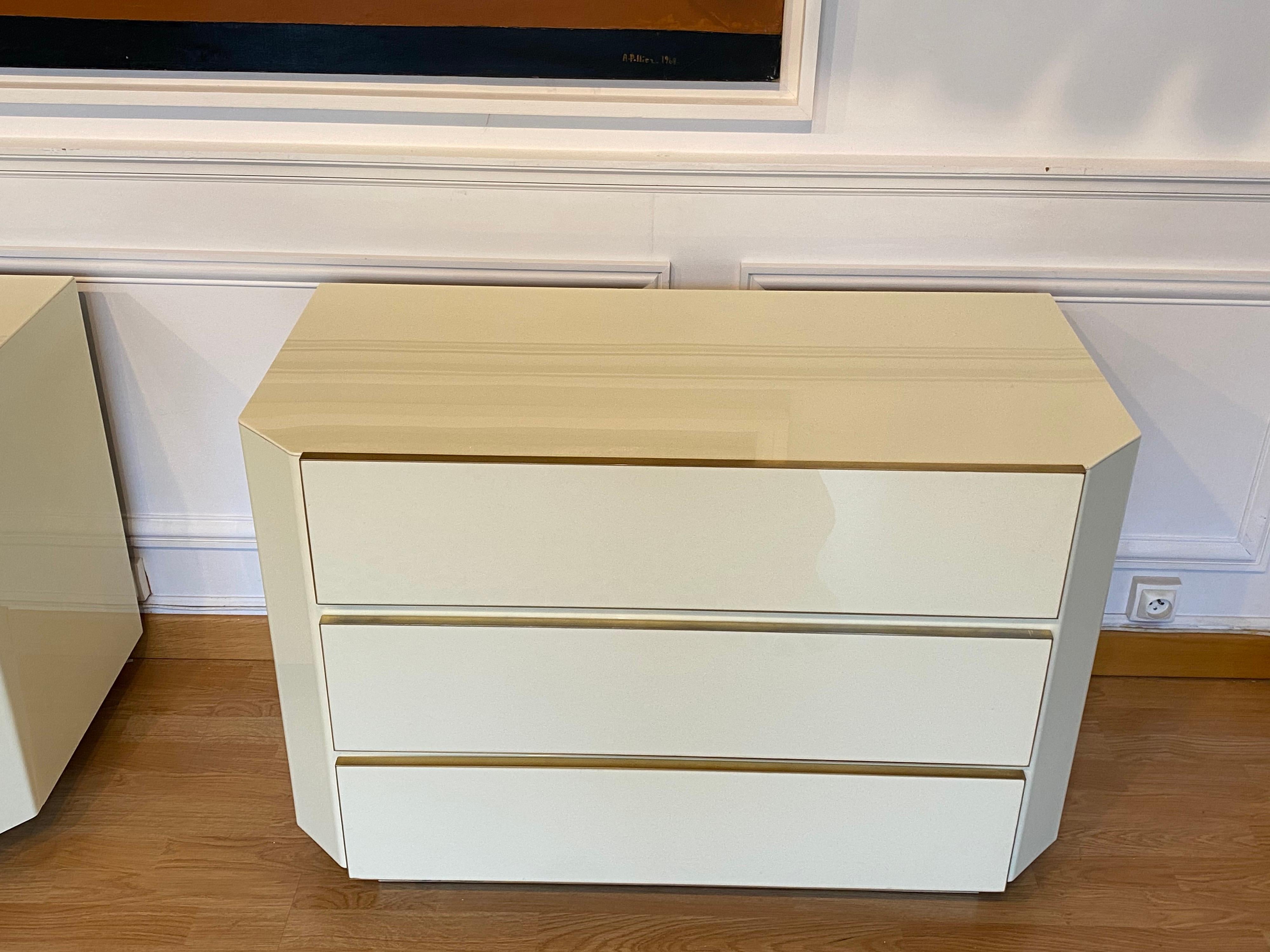 Pair of 1970s Lucite and Brass Chest of Drawers 1