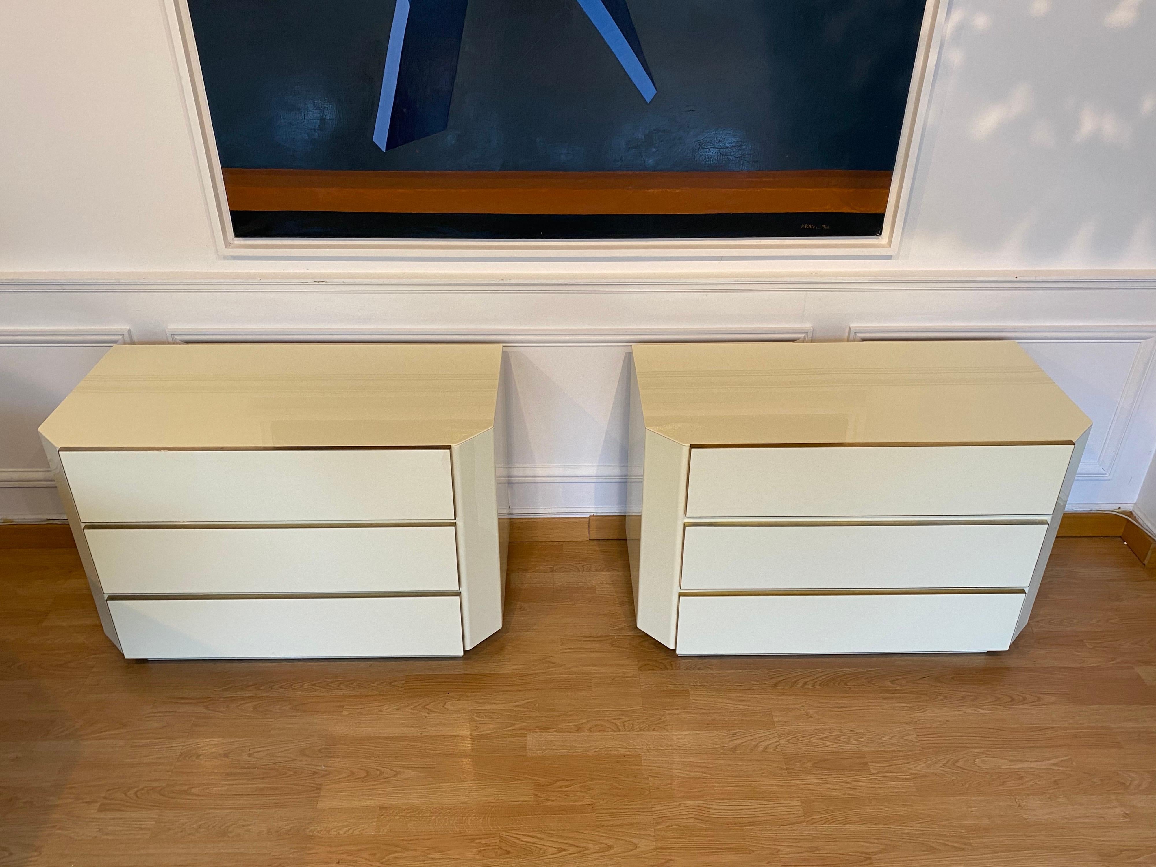 Pair of 1970s Lucite and Brass Chest of Drawers 2