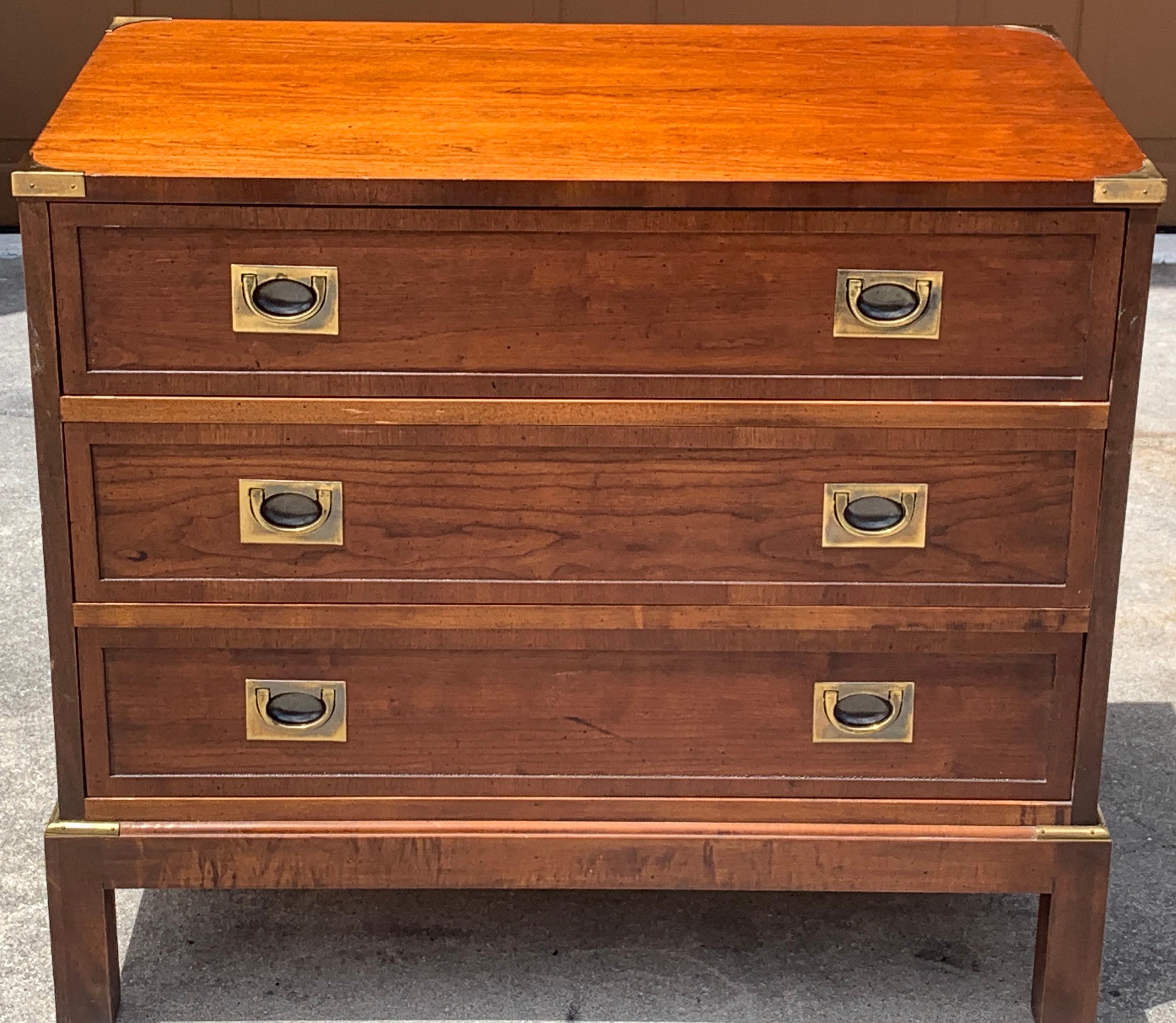 American Pair of 1970s Mahogany and Brass Mahogany Modern Campaign Chests