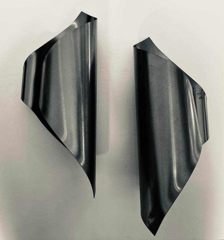 Pair of 1970s Maison Charles Steel Sculptural Sconces For Sale 7