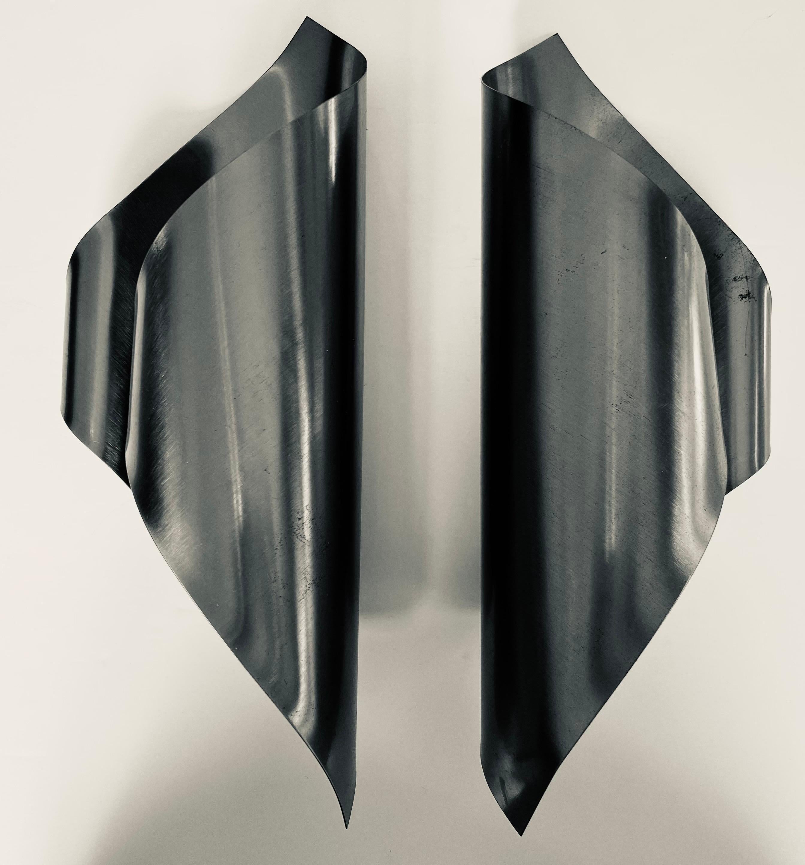 Mid-Century Modern Pair of 1970s Maison Charles Steel Sculptural Sconces