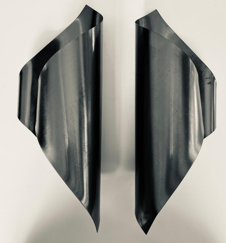 Mid-Century Modern Pair of 1970s Maison Charles Steel Sculptural Sconces For Sale