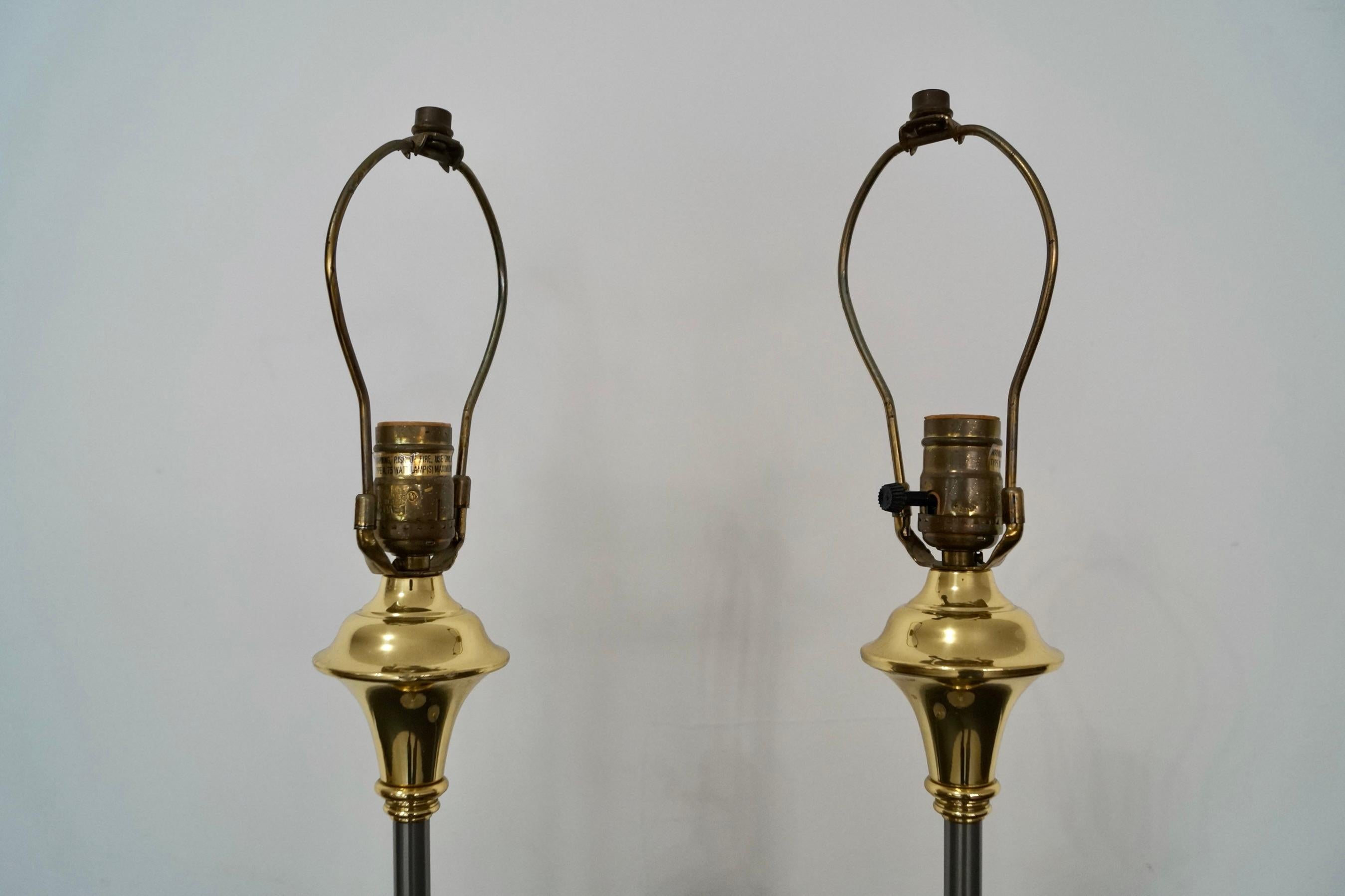 Pair of 1970's Maison Jansen Hollywood Regency Table Lamps For Sale 4