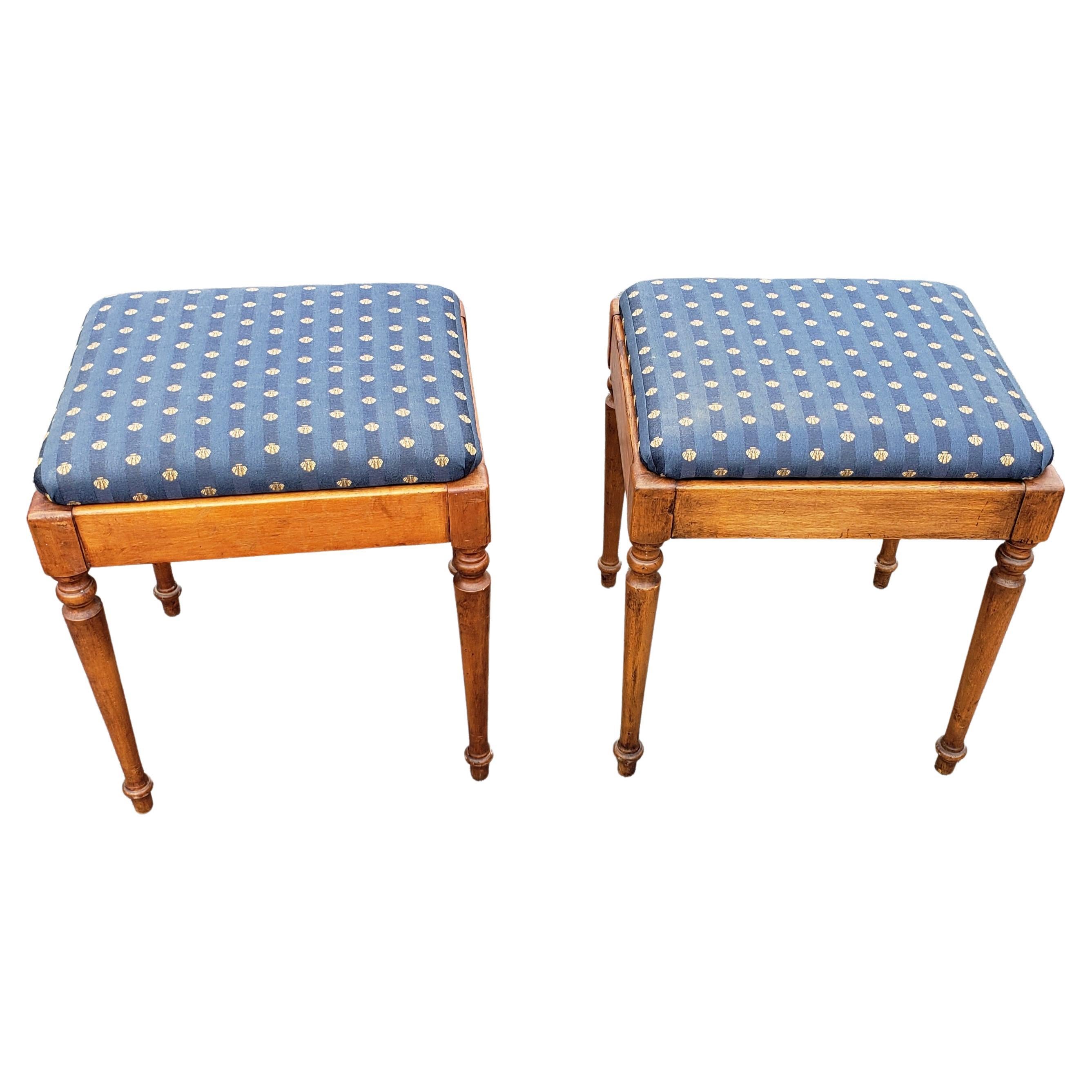A pair of 1970s Maple and Upholstered Stools with Storage in good vintage condition. Measure 17