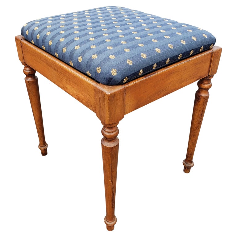 Pair of 1970s Maple and Upholstered Stools with Storage For Sale at 1stDibs