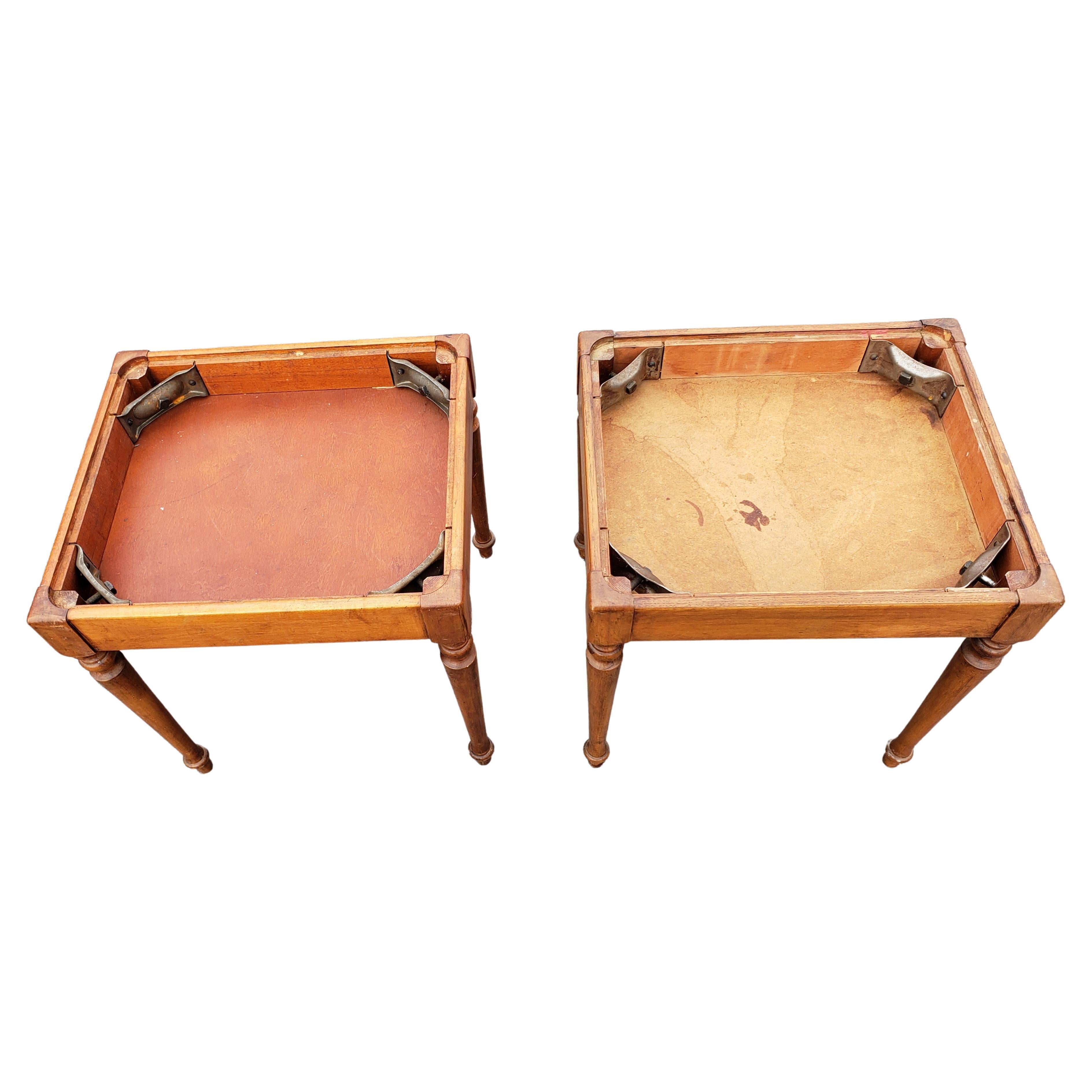 Upholstery Pair of 1970s Maple and Upholstered Stools with Storage For Sale