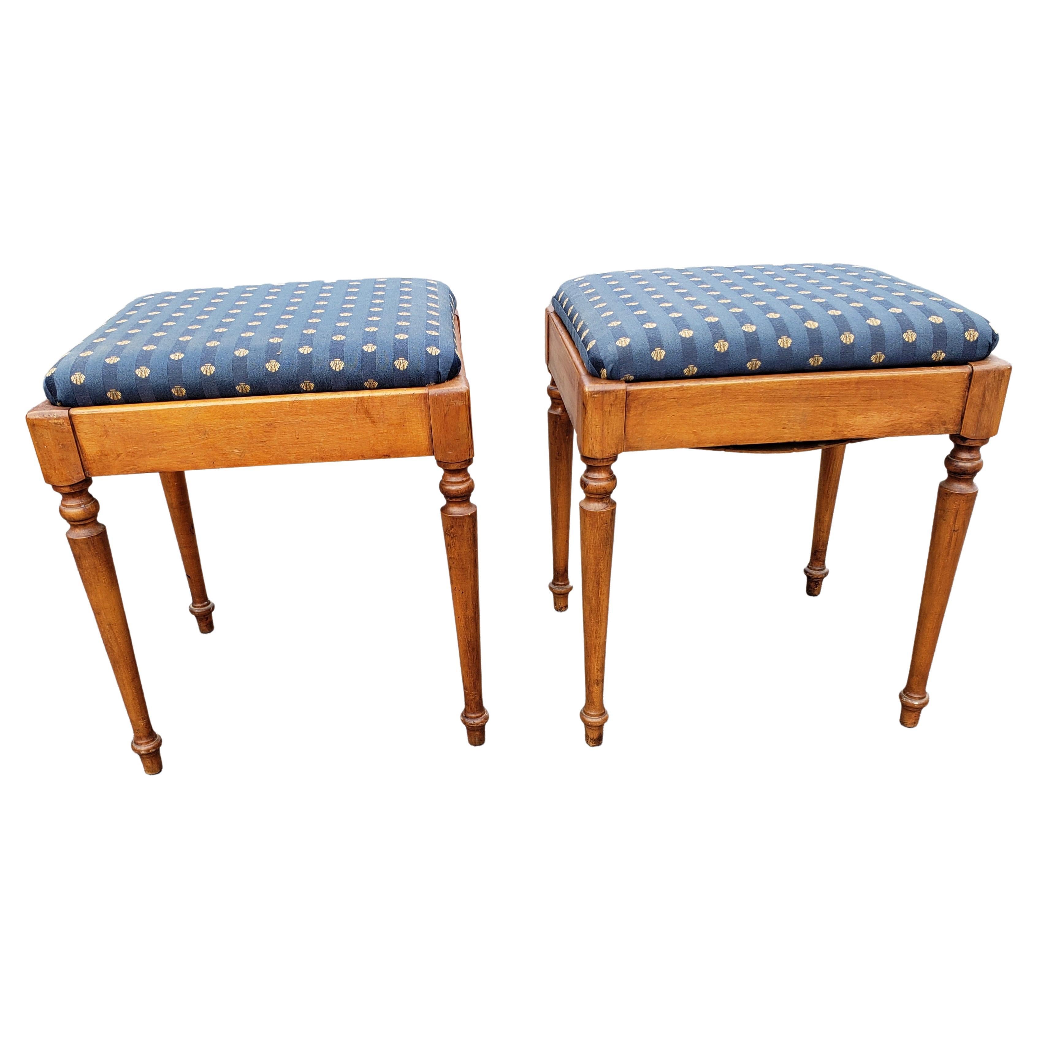 Pair of 1970s Maple and Upholstered Stools with Storage For Sale
