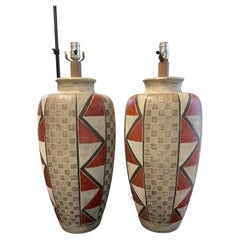 Mid Century Pair Ceramic Lamps, 1970's