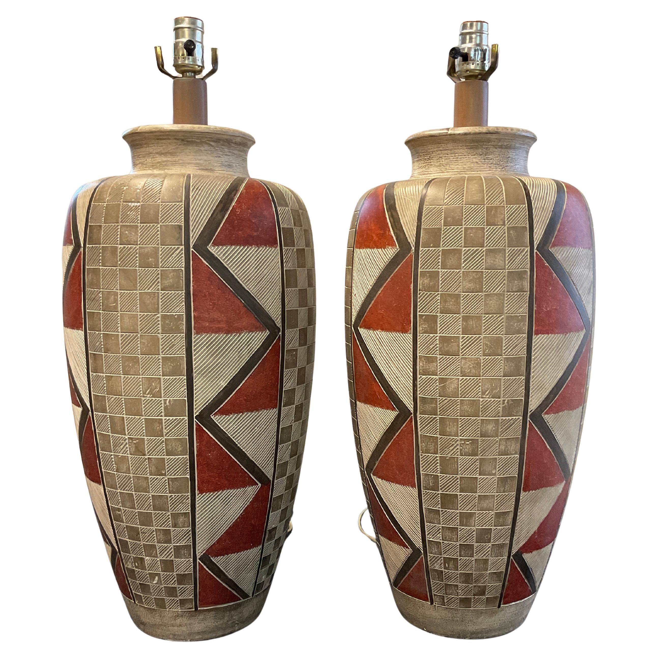 Mid Century Pair Ceramic Lamps, 1970's