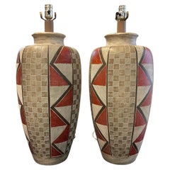 Mid Century Pair Ceramic Lamps, 1970's