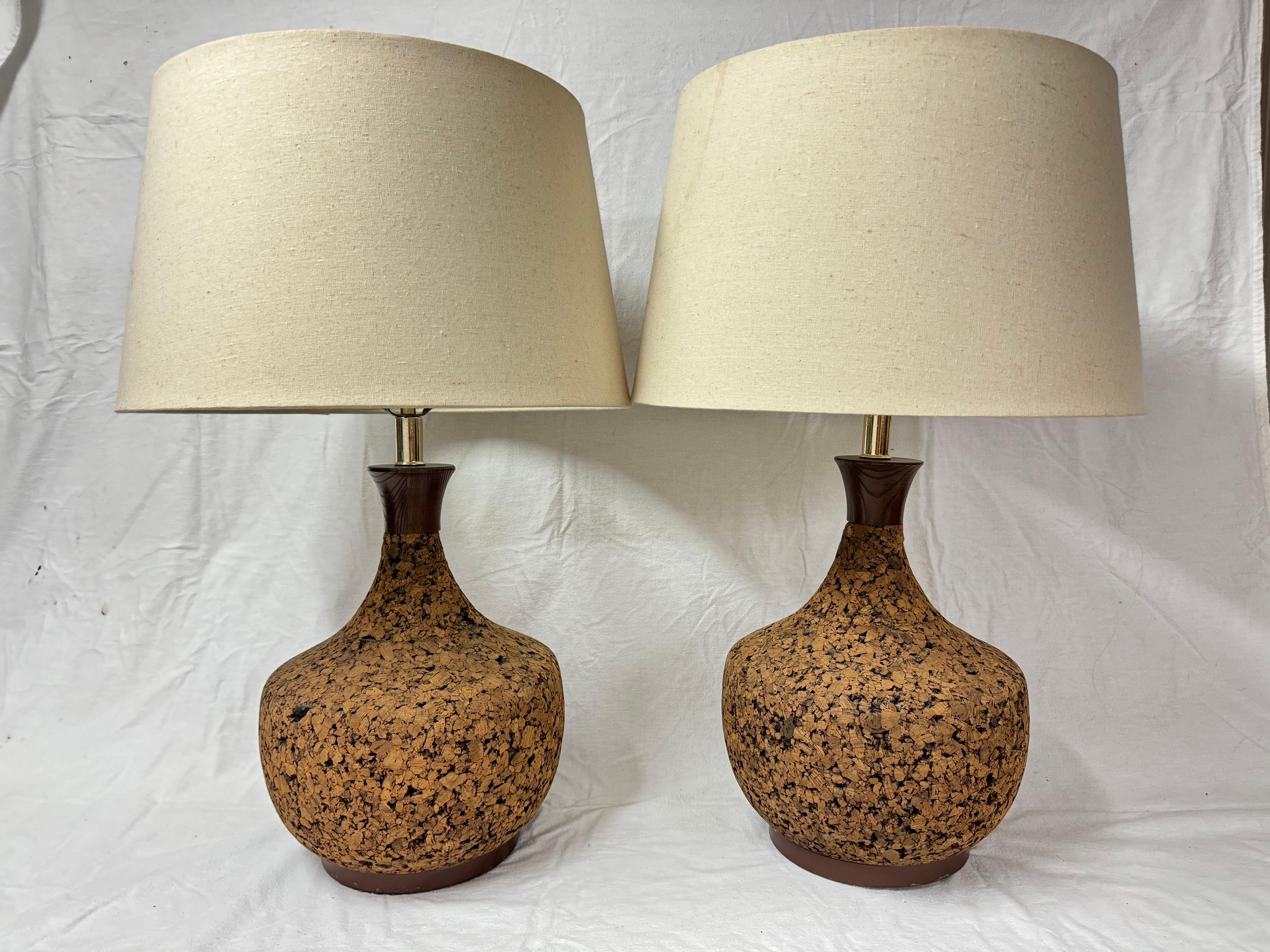 Paire de lampes en liège des années 1970 The Modernity en vente 7