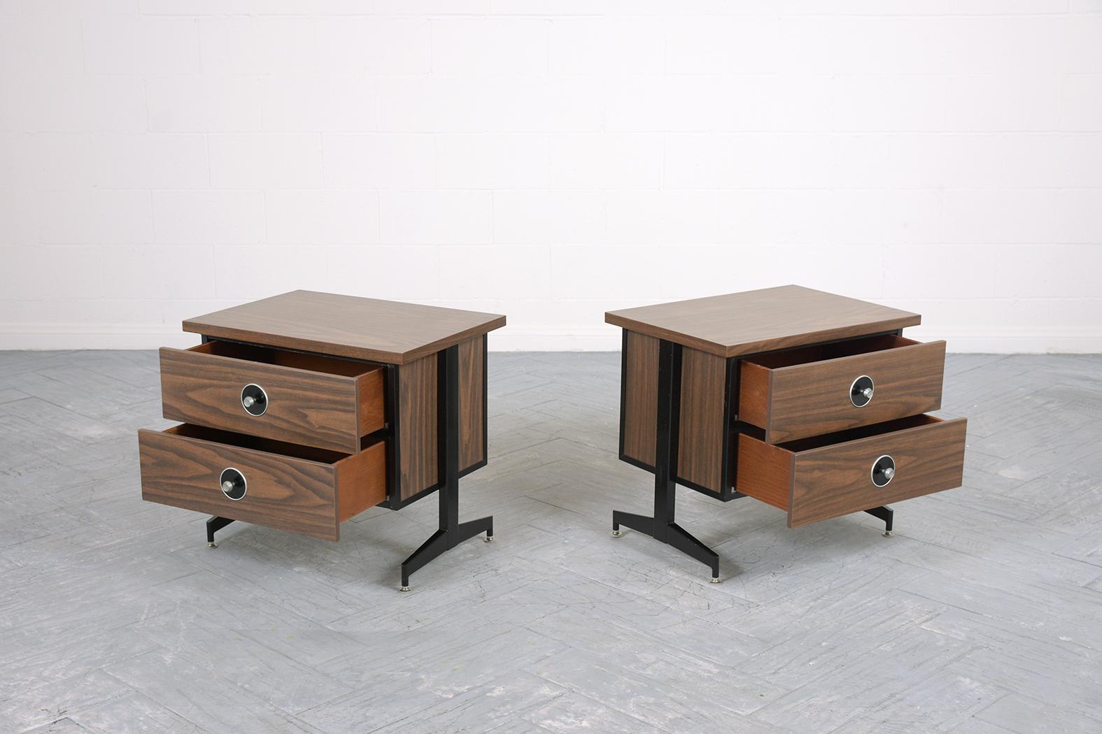 Vintage 1970s Mid-Century Modern Nightstands: Timeless Elegance Meets Function For Sale 3