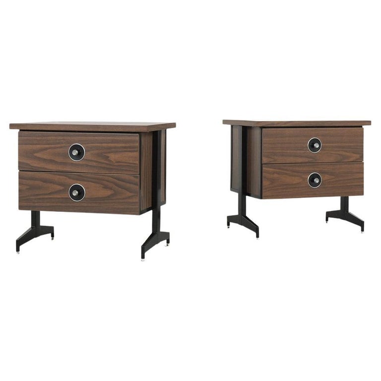 Pair of Two Drawer MidCentury Modern Nightstands For Sale at 1stDibs