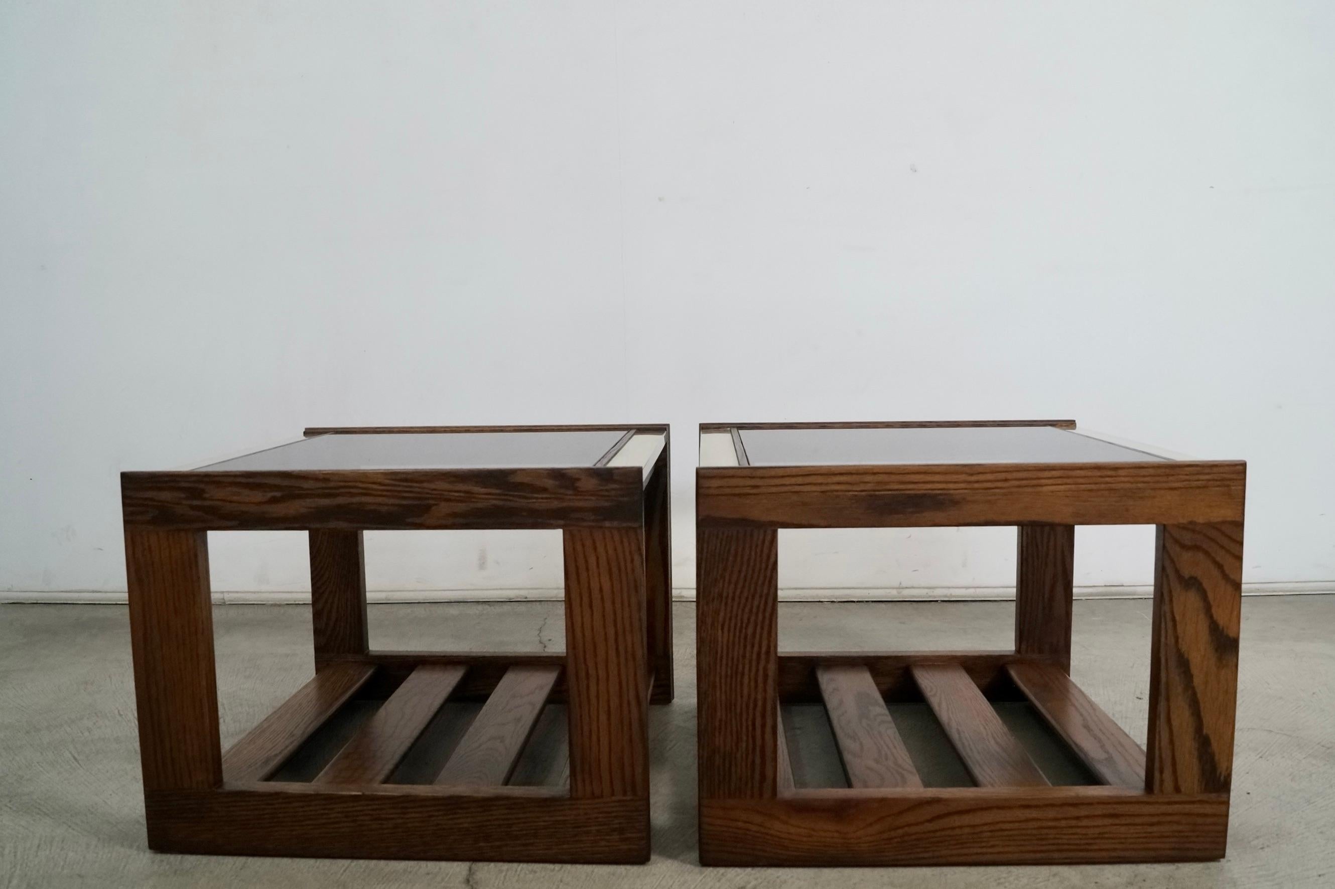 Pair of 1970's Mid-Century Modern Smoked Glass & Brass End Tables 8