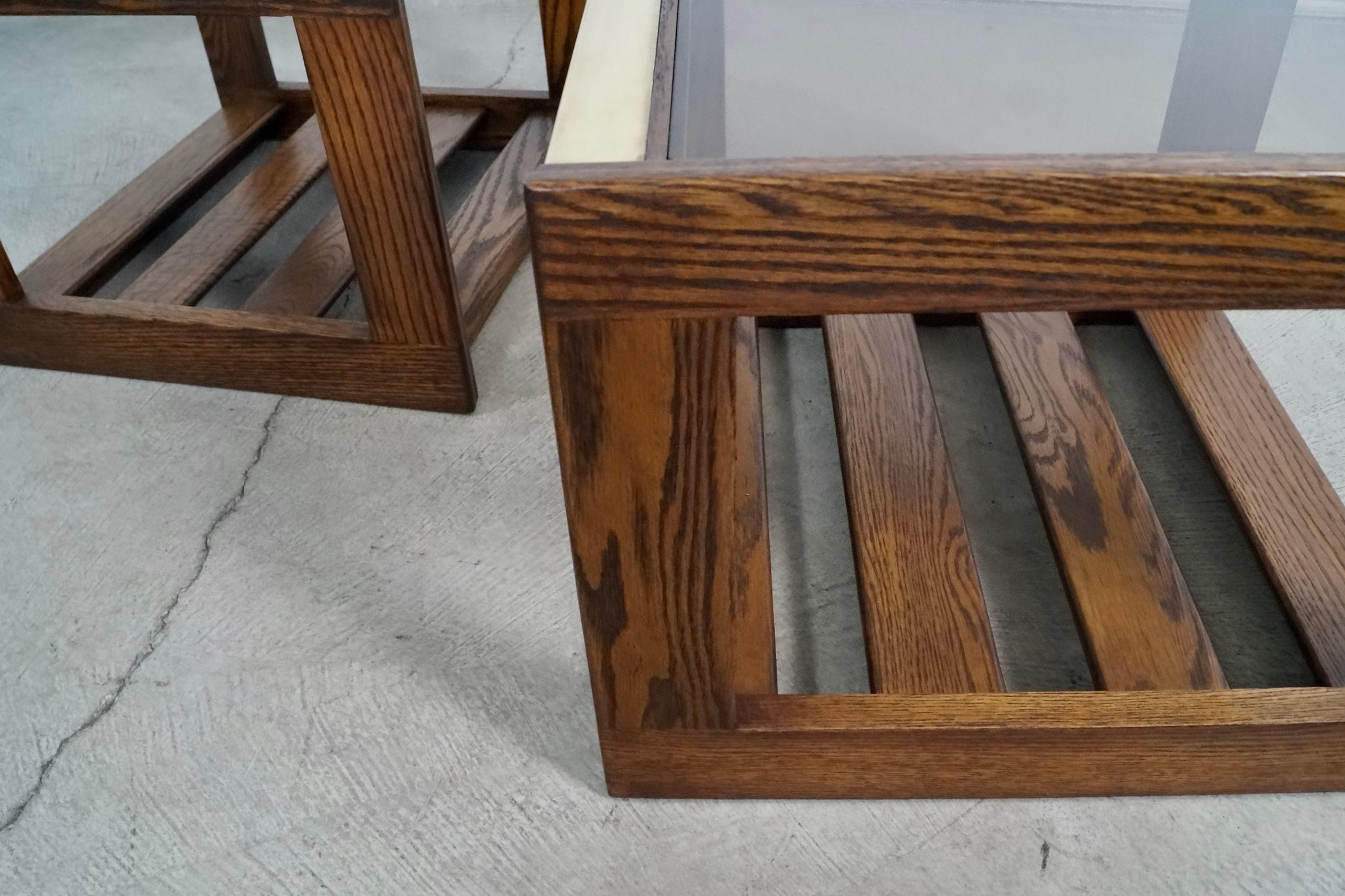Pair of 1970's Mid-Century Modern Smoked Glass & Brass End Tables 11