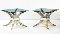 Pair of 1970's Mid - Century  Steer Horn End Tables.