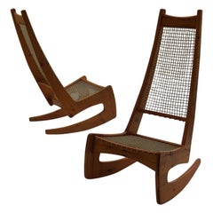 1970s Midcentury Sculptural Rocking Chairs by Jeremy Broun 2 available 