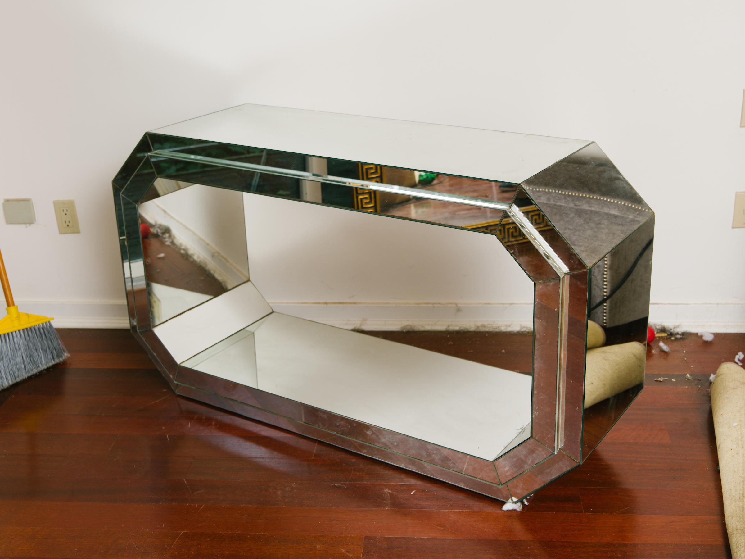 Late 20th Century PAIR   of 1970s Mirrored Consoles