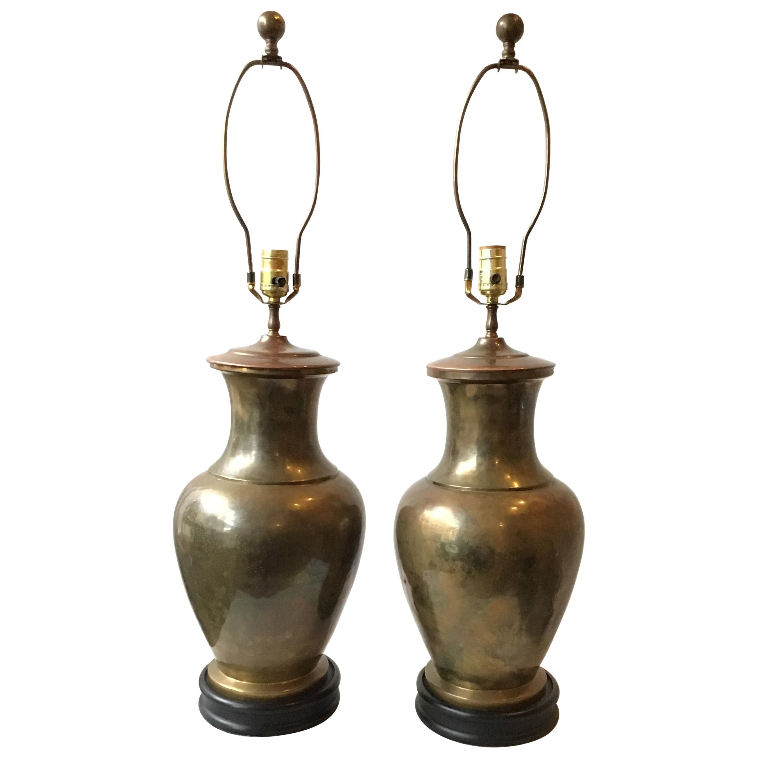 Pair of 1970s Ginger Jar Copper Table Lamps