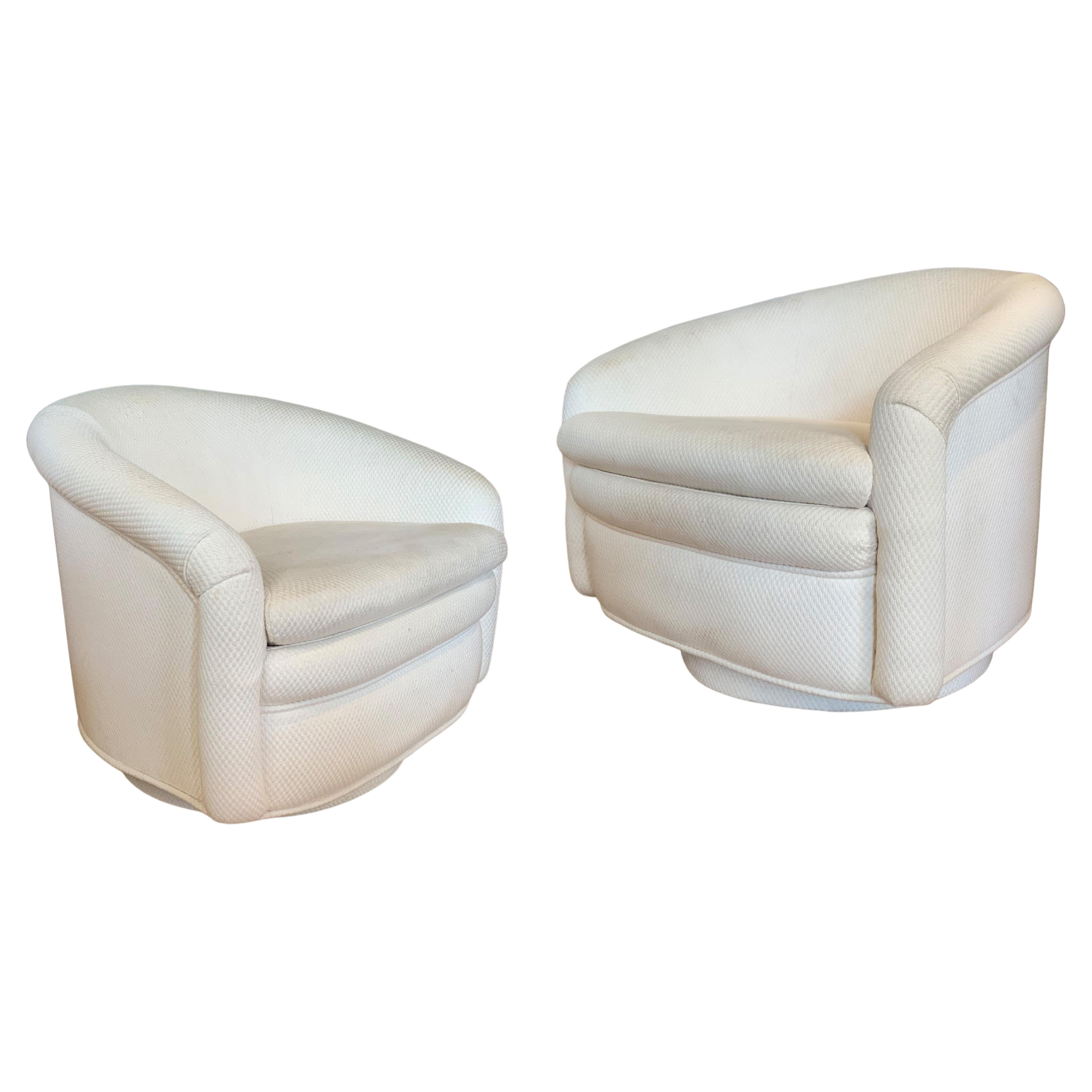 Pair of 1970s Modern Swivel Lounge Chairs
