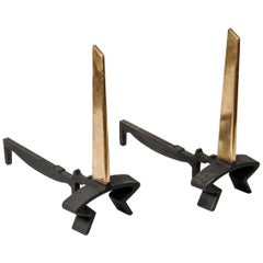 Pair of 1970s Modernist Andirons