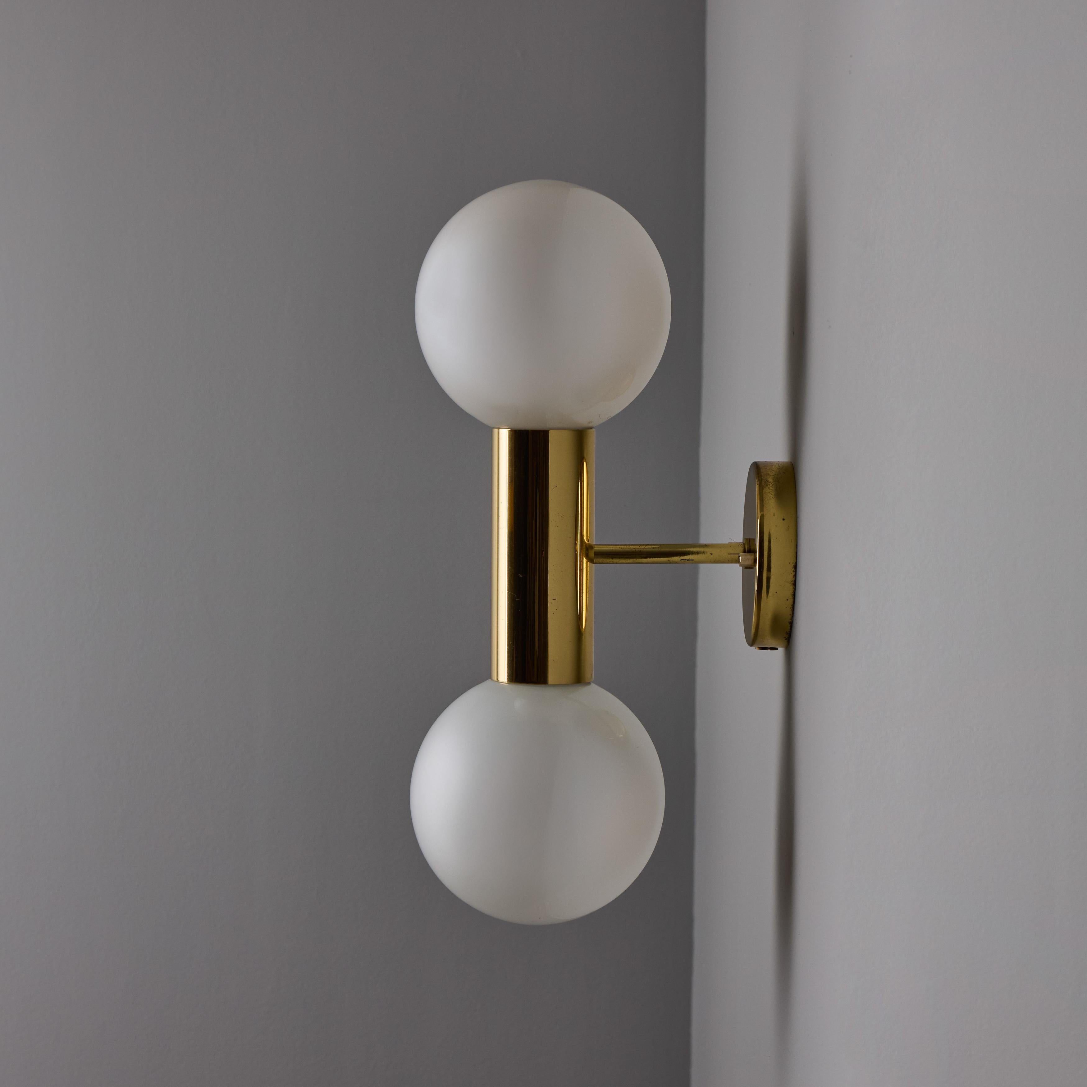 Pair of 1970s Motoko Ishii Opaline Glass Double Sconces for Staff Leuchten For Sale 1