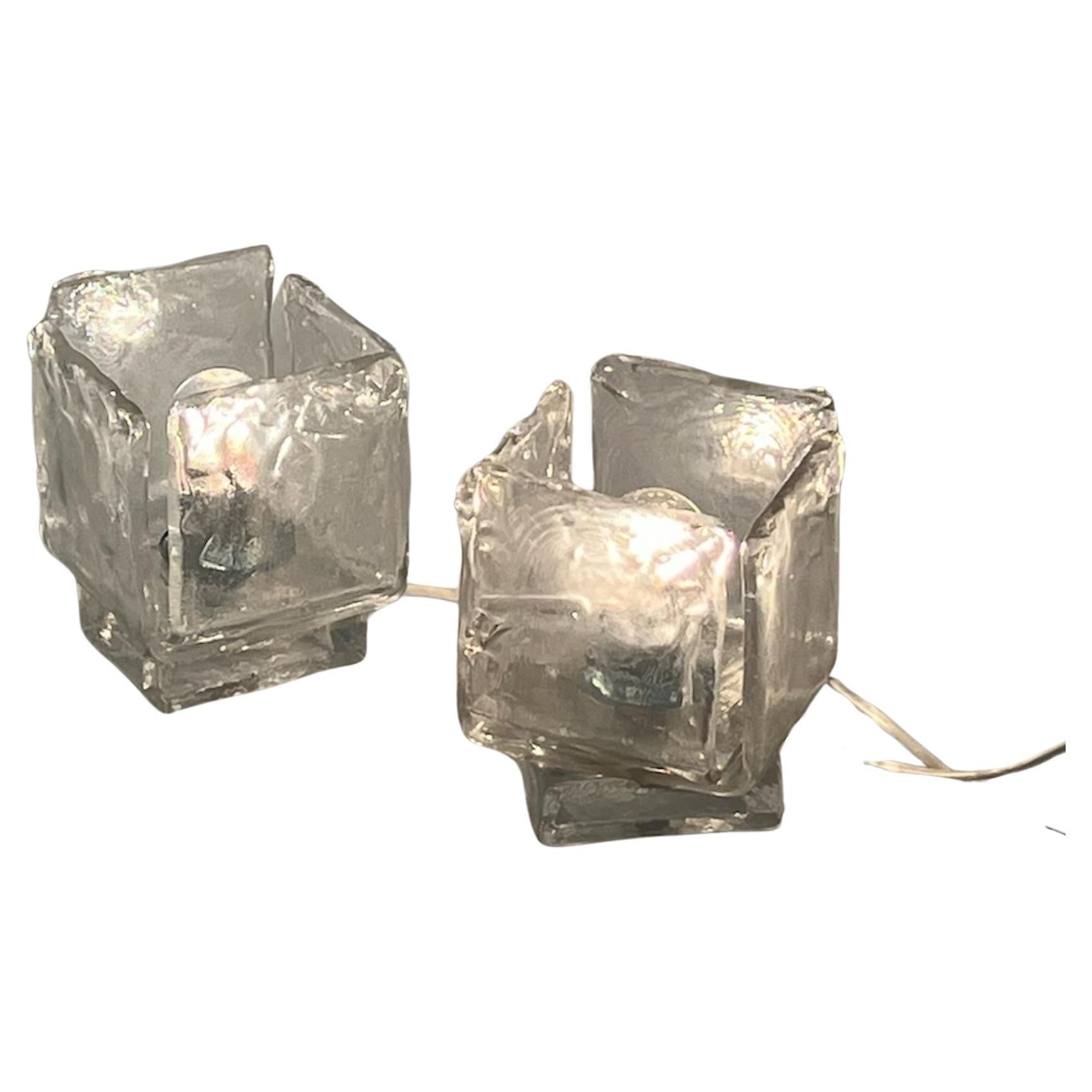 Pair of 1970s Murano Glass Lamps by Carlo Nason-Artisanal Excellence 