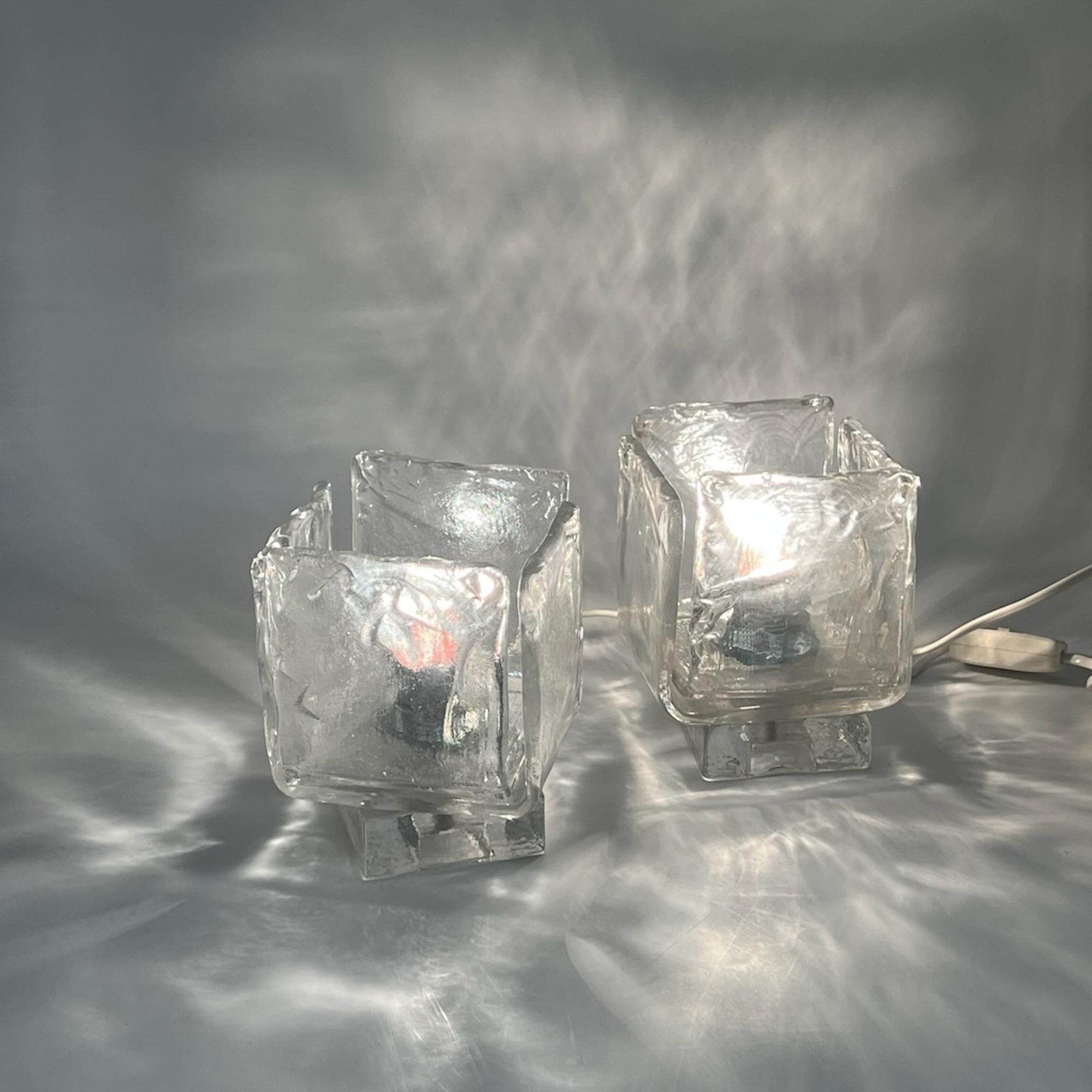 Pair of 1970s Artisanal Murano Glass Lamps by Vetrerie Toso For Sale 1