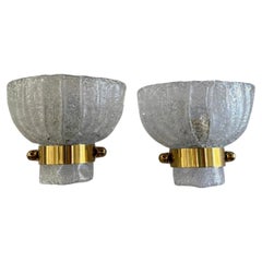 Pair of 1970's Murano Glass Wall Lights by Hillebrand