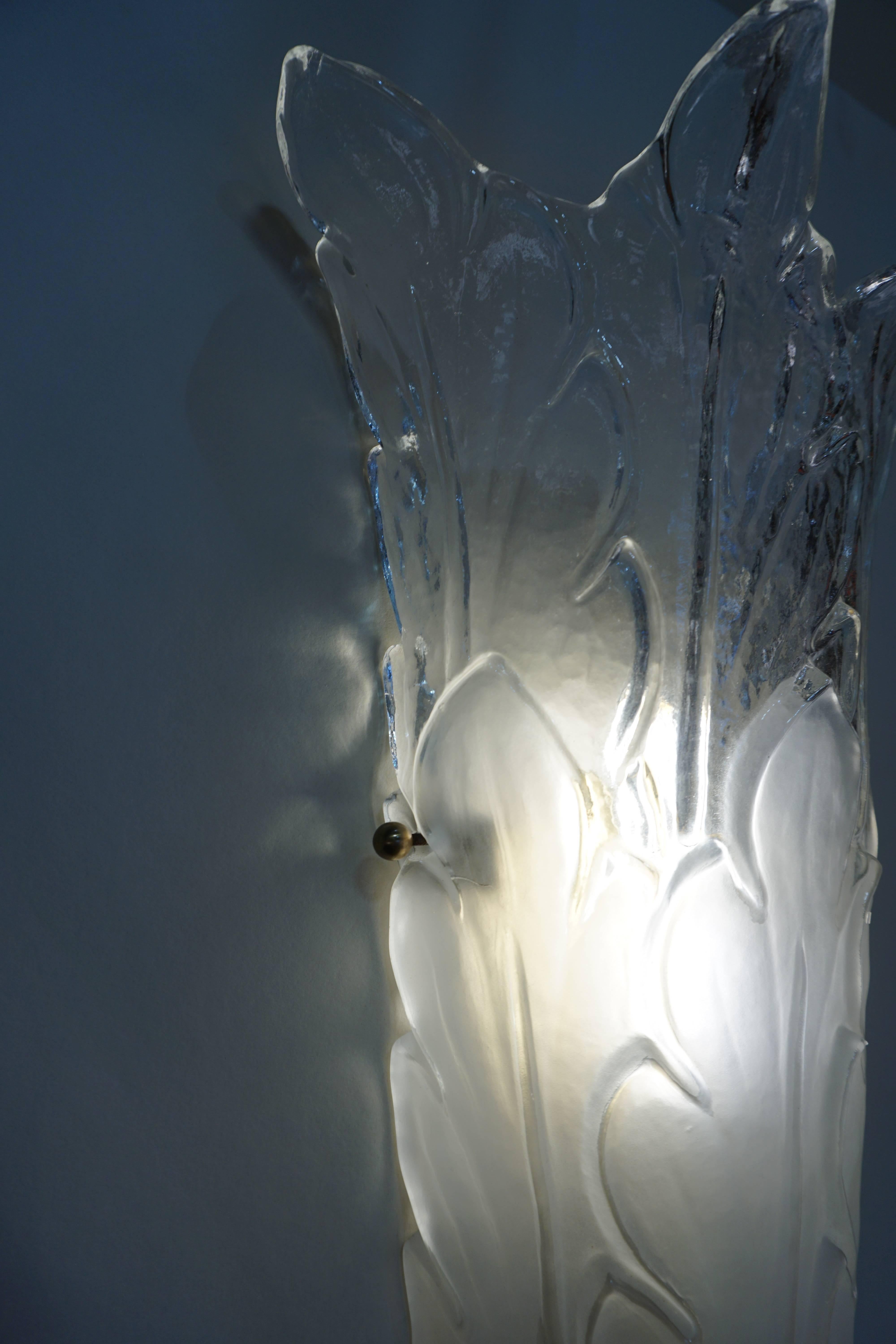 Modern Pair of 1970s Murano Glass Wall Sconces