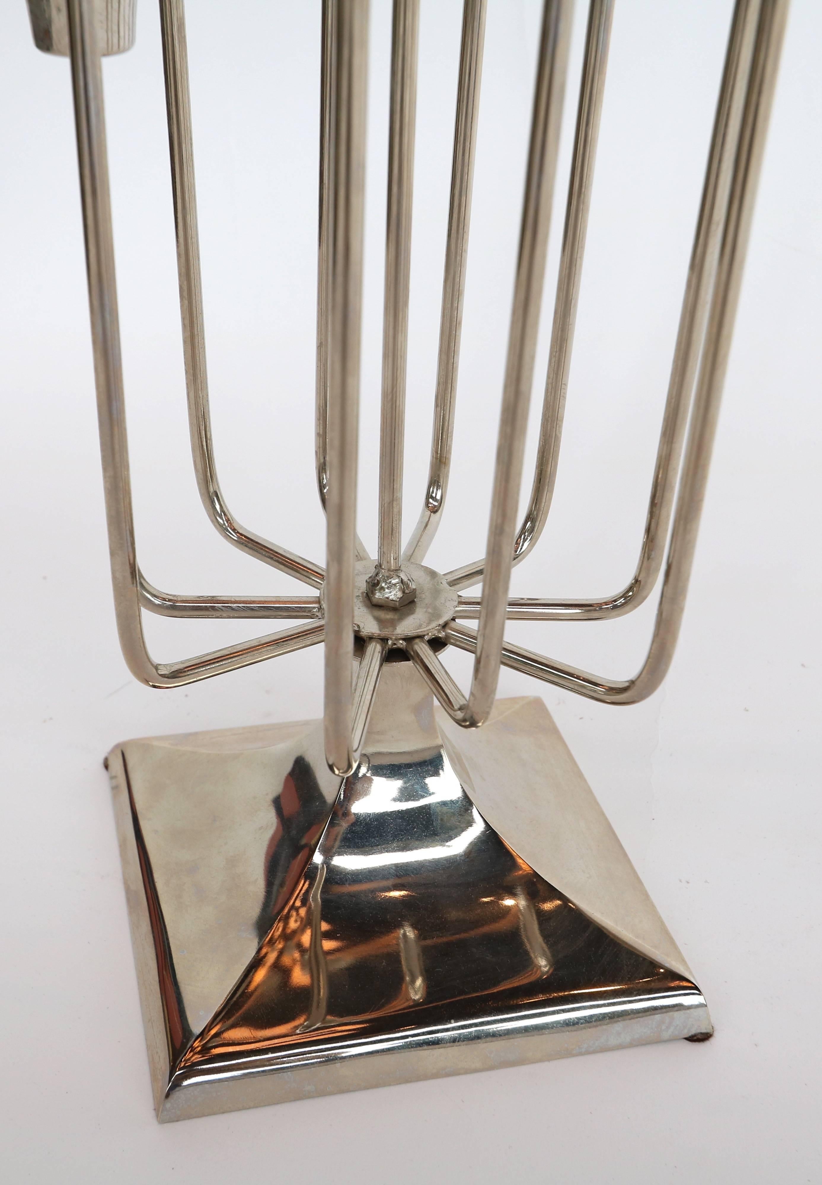 Late 20th Century Pair of Tall 1970s Nickel-Plated Candleholders with Eleven Cups