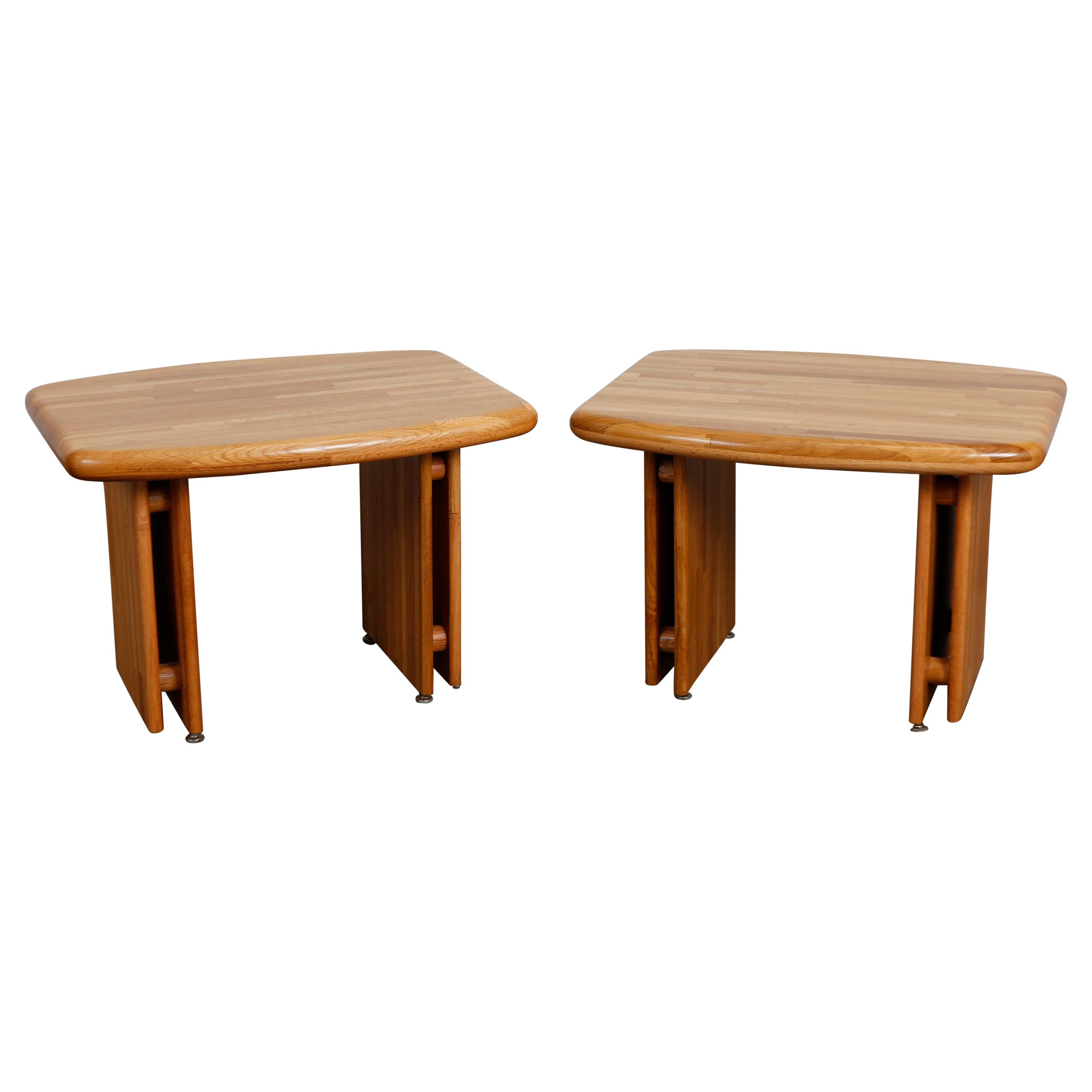 Pair of 1970s Oak End Tables Attributed to Lou Hodges For Sale