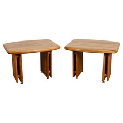 Pair of 1970s Oak End Tables Attributed to Lou Hodges