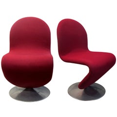 Pair of 1970s Original Danish Verner Panton 1-2-3 Series Swivel Dining Chairs