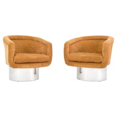 Pair of 1970s Pair of Swivel Armchairs - Leon Rosen for Pace Collection