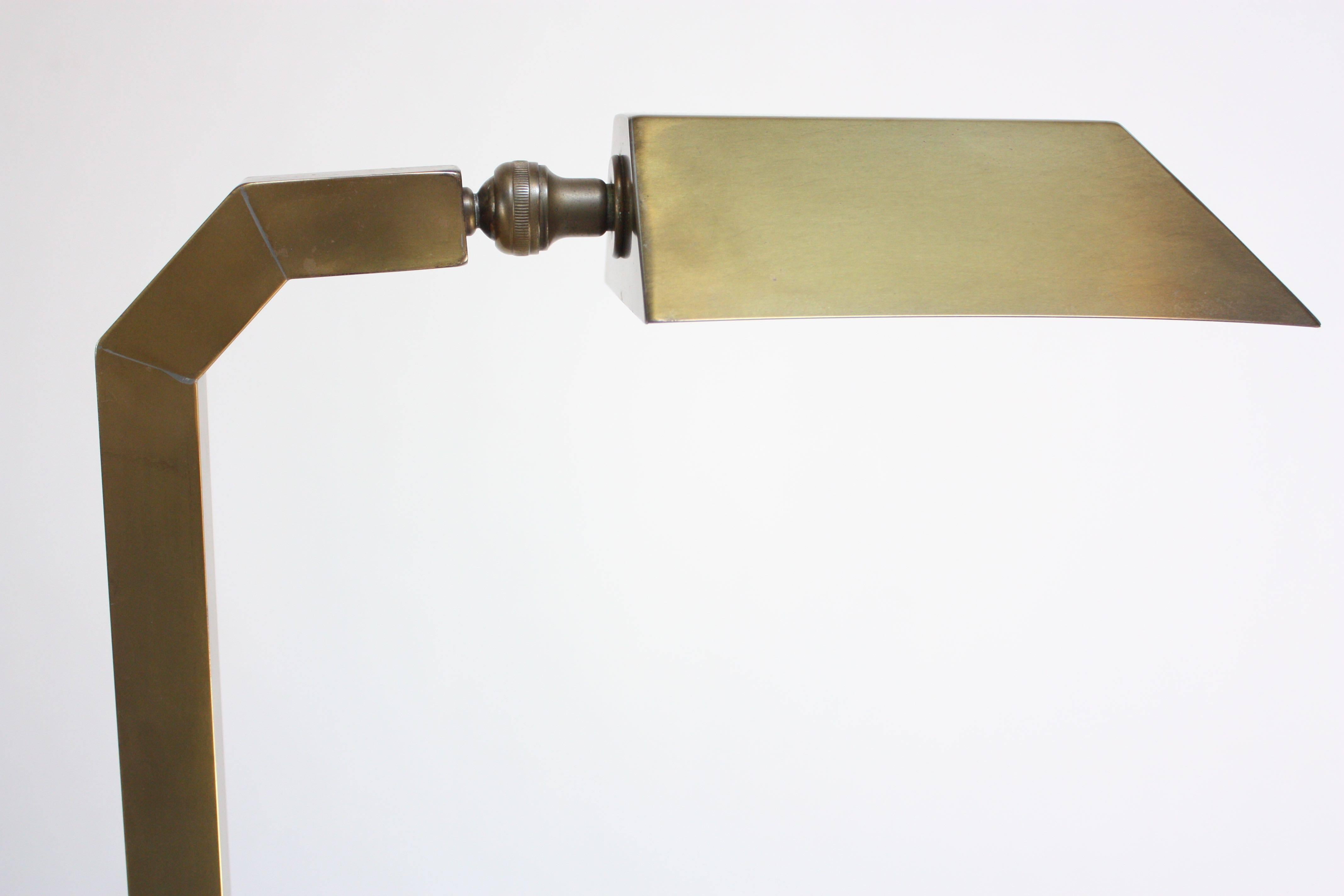 Pair of 1970s Patinated Brass Chapman Floor Lamps For Sale 3