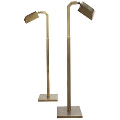 Paire de lampadaires Chapman en laiton patiné des années 1970