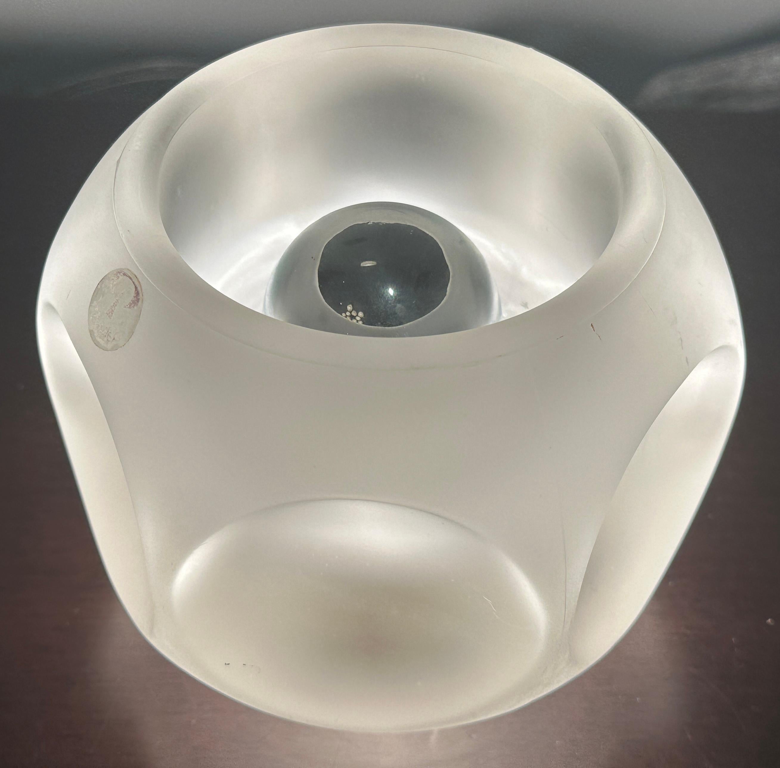 Paar 1970er Peill & Putzler Tischlampen aus mattiertem, gerundetem Glas im Angebot 4
