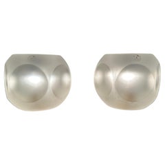Paar 1970er Peill & Putzler Tischlampen aus mattiertem, gerundetem Glas