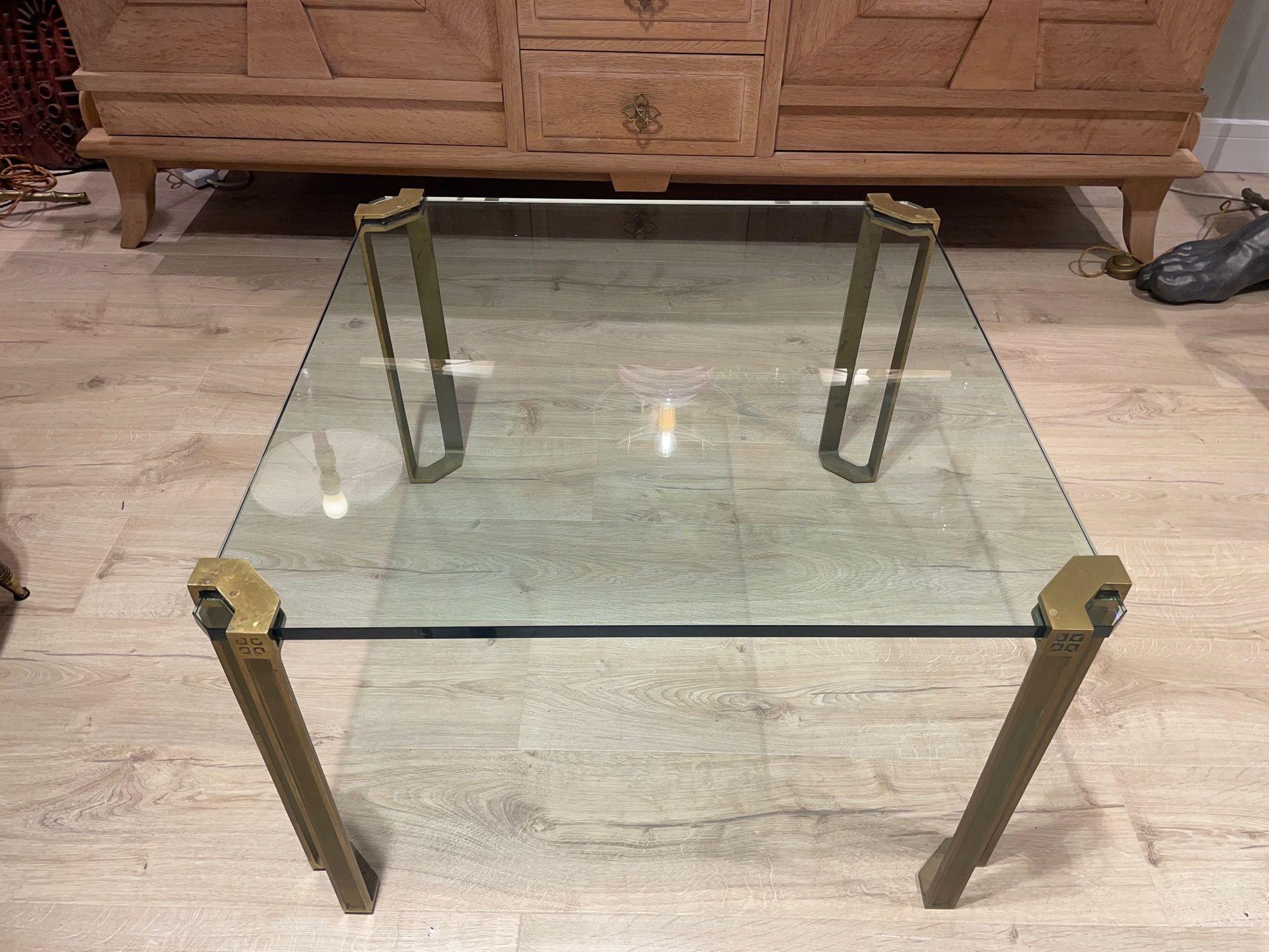 Pair of 1970s Peter Ghyczy Brass and Glass Side Tables For Sale 4