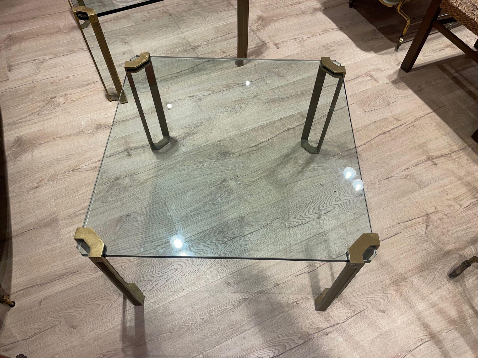 Pair of 1970s Peter Ghyczy Brass and Glass Side Tables For Sale 6