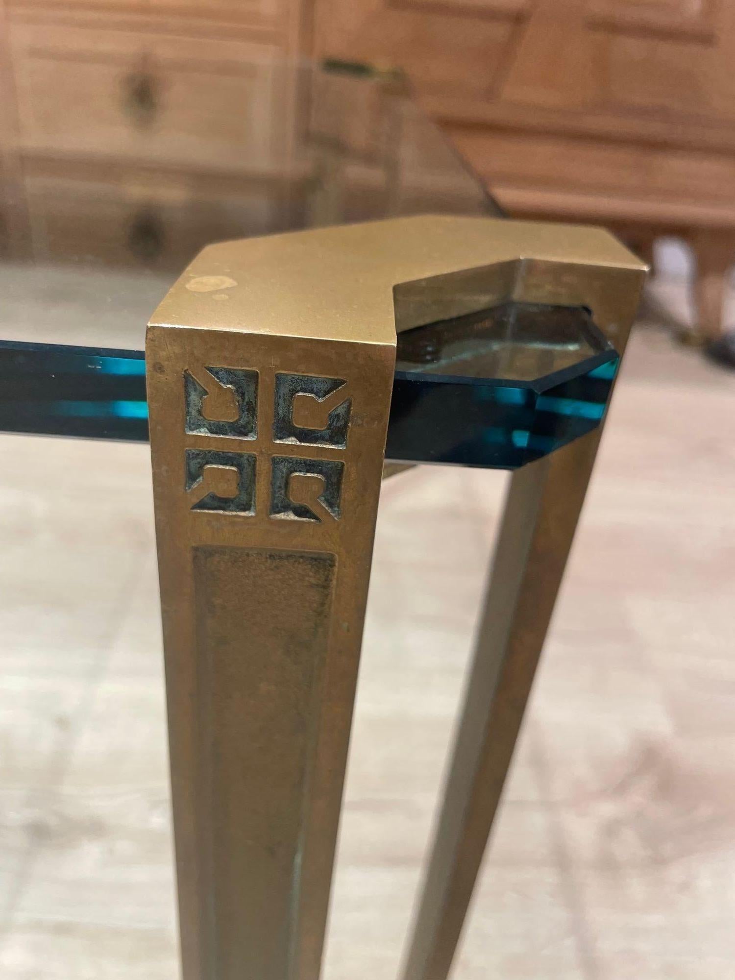 Beistelltische aus Messing und Glas von Peter Ghyczy aus den 1970er Jahren, Paar (Ende des 20. Jahrhunderts)