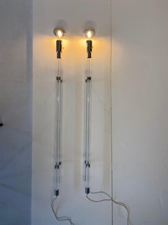 Pair of 1970s Peter Hamburger Knoll Chrome and Acrylic Glass Wall Light Sconce