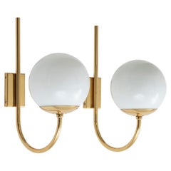 Pair of 1970s Polished Brass Mod. B458 Wall Lamps by Candle