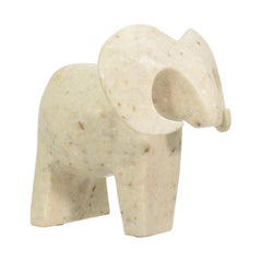 Pair Of 1970s Post Modern White Marble Rams By Masatoyo Kishi Kuki