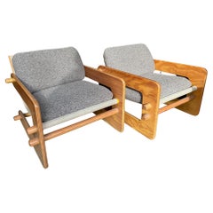 Pair of 1970s postmodern plywood armchairs