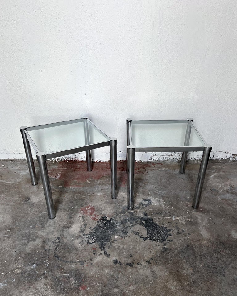 Late 20th Century Pair of 1970s Postmodern Side Tables For Sale