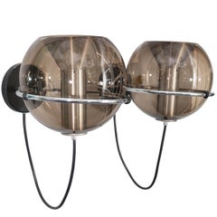 Pair of 1970's RAAK Smoke Glass Globe Sconces