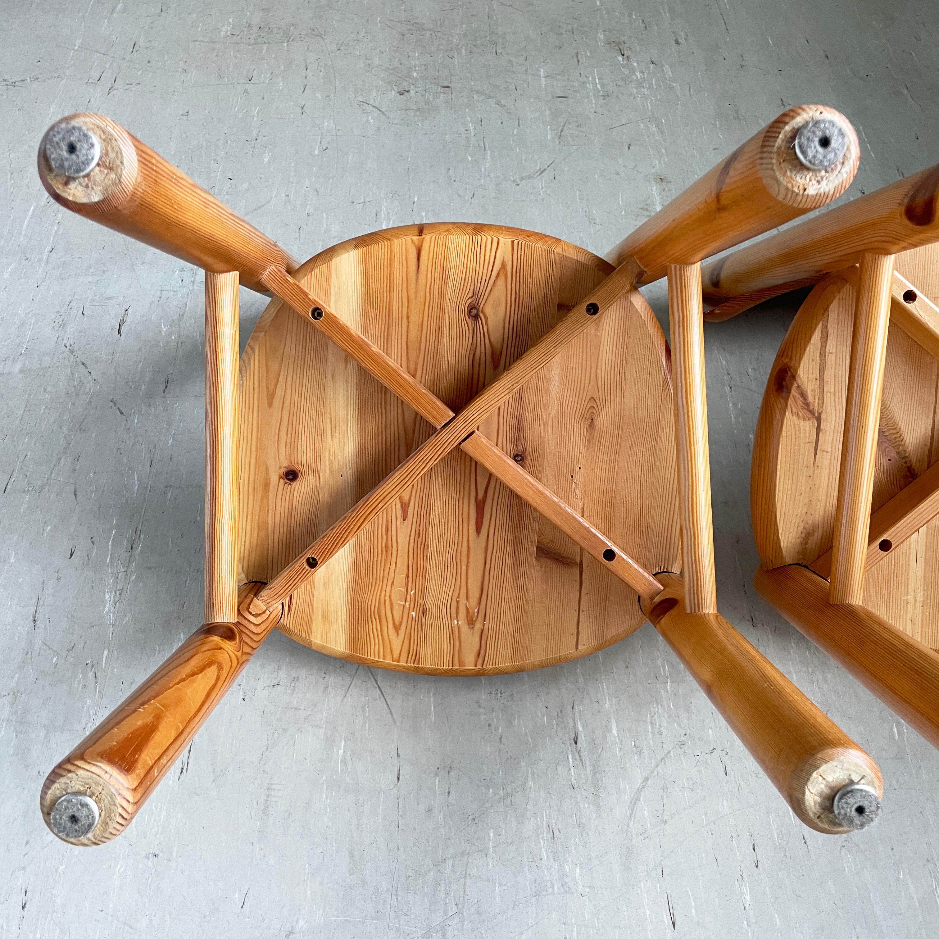 Pair of 1970's Rainer Daumiller solid pinewoo dining chairs, Denmark For Sale 7
