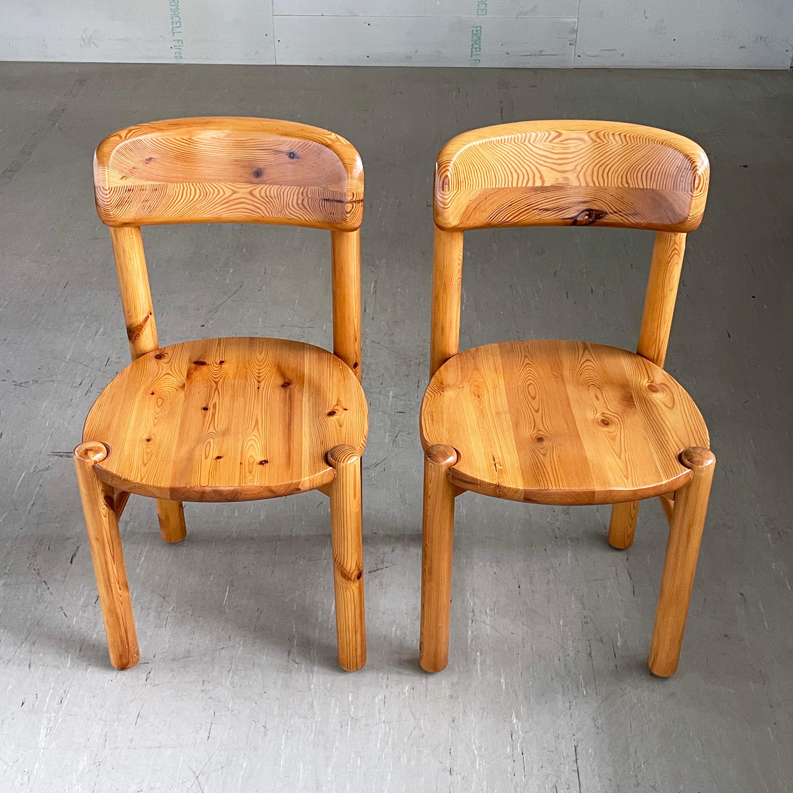 Pair of 1970's Rainer Daumiller solid pinewoo dining chairs, Denmark For Sale 9